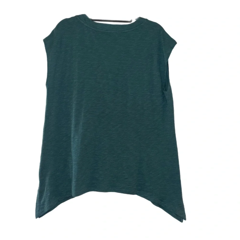 Colleen Lopez Green Cap Sleeve Boxy Button Down Shirt - Picture 3 of 8